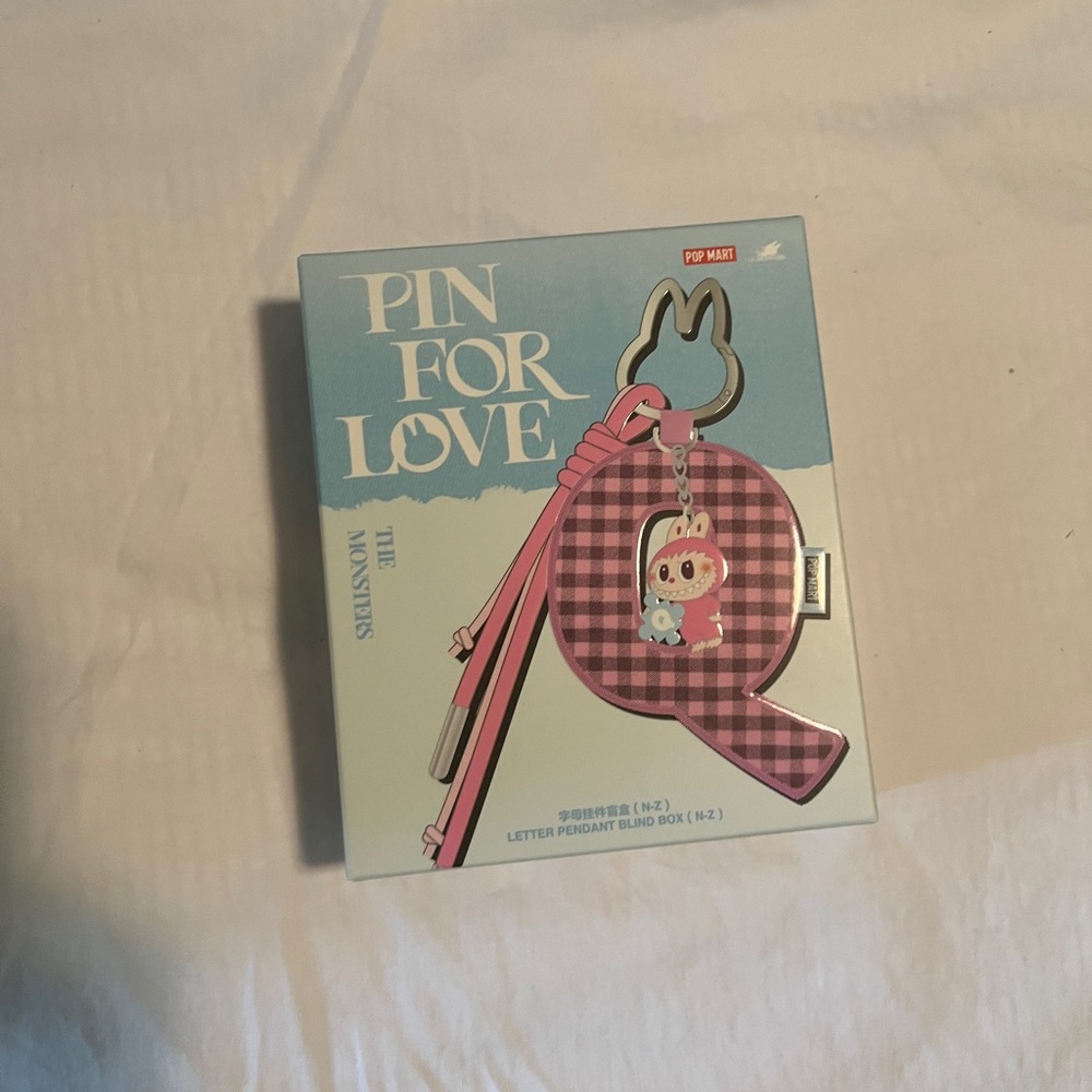 Letter “U” Labubu Pin For Love PopMart Keychain